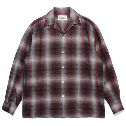 他の写真1: WACKO MARIA/OMBRE CHECK OPEN COLLAR SHIRT（RED）［オンブレチェックオープンカラーシャツ-23秋冬］