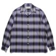 画像1: WACKO MARIA/OMBRE CHECK OPEN COLLAR SHIRT（PURPLE）［オンブレチェックオープンカラーシャツ-23秋冬］ (1)