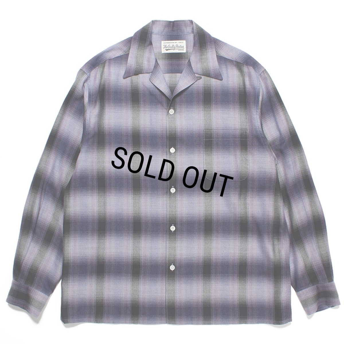 画像1: WACKO MARIA/OMBRE CHECK OPEN COLLAR SHIRT（PURPLE）［オンブレチェックオープンカラーシャツ-23秋冬］ (1)