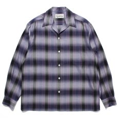 画像1: WACKO MARIA/OMBRE CHECK OPEN COLLAR SHIRT（PURPLE）［オンブレチェックオープンカラーシャツ-23秋冬］ (1)