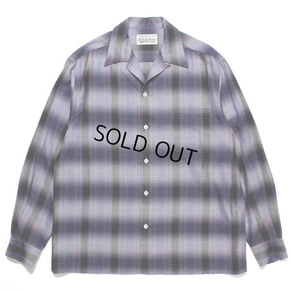 画像1: WACKO MARIA/OMBRE CHECK OPEN COLLAR SHIRT（PURPLE）［オンブレチェックオープンカラーシャツ-23秋冬］