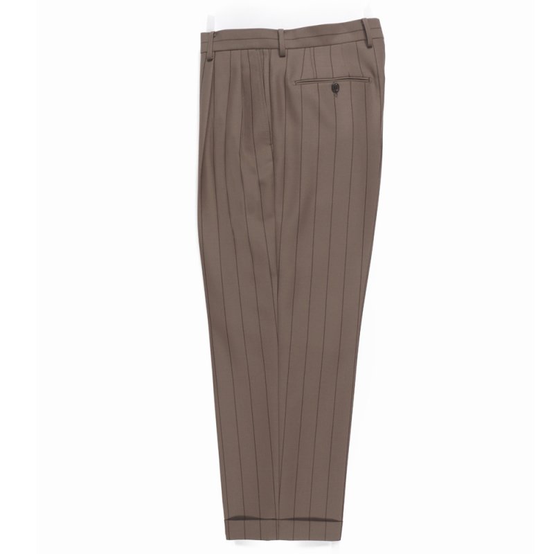 画像1: WACKO MARIA/DORMEUIL / STRIPED DOUBLE PLEATED TROUSERS（GRAY）［ツータックスラックス-23秋冬］