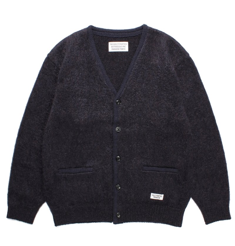 画像1: WACKO MARIA/MARBLE MOHAIR KNIT CARDIGAN（PURPLE）［マーブルモヘアカーディガン-23秋冬］