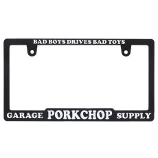 画像1: PORKCHOP/RAISED LICENSE FRAME（BLACK/WHITE）［ライセンスフレーム-23秋冬］ (1)