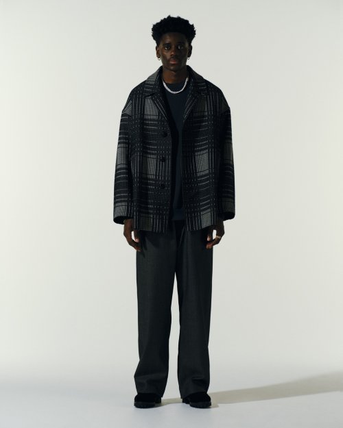 他の写真3: COOTIE PRODUCTIONS/Jacquard Check Wool Short Chester Coat（Black）［ジャガードチェックショートチェスターコート-23秋冬］