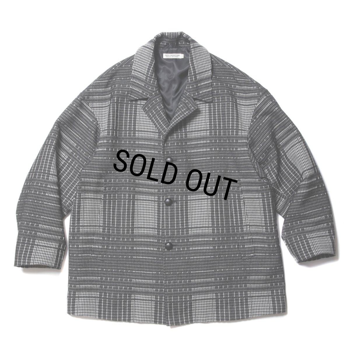 画像1: COOTIE PRODUCTIONS/Jacquard Check Wool Short Chester Coat（Black）［ジャガードチェックショートチェスターコート-23秋冬］ (1)