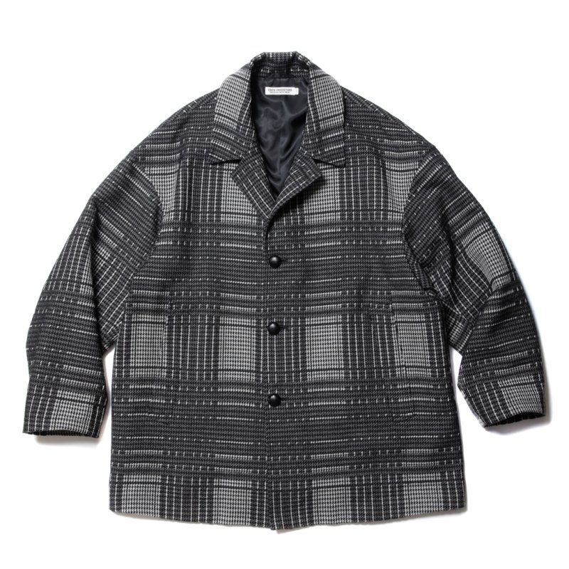 画像1: COOTIE PRODUCTIONS/Jacquard Check Wool Short Chester Coat（Black）［ジャガードチェックショートチェスターコート-23秋冬］