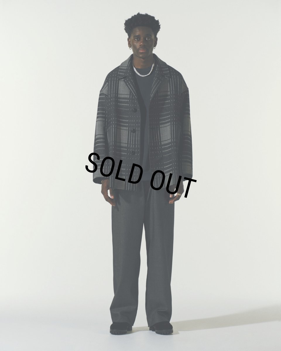 画像5: COOTIE PRODUCTIONS/Jacquard Check Wool Short Chester Coat（Black）［ジャガードチェックショートチェスターコート-23秋冬］ (5)