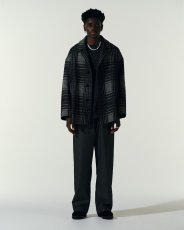 画像5: COOTIE PRODUCTIONS/Jacquard Check Wool Short Chester Coat（Black）［ジャガードチェックショートチェスターコート-23秋冬］ (5)