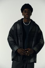 画像6: COOTIE PRODUCTIONS/Jacquard Check Wool Short Chester Coat（Black）［ジャガードチェックショートチェスターコート-23秋冬］ (6)