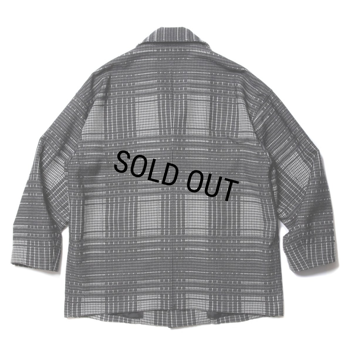 画像2: COOTIE PRODUCTIONS/Jacquard Check Wool Short Chester Coat（Black）［ジャガードチェックショートチェスターコート-23秋冬］ (2)