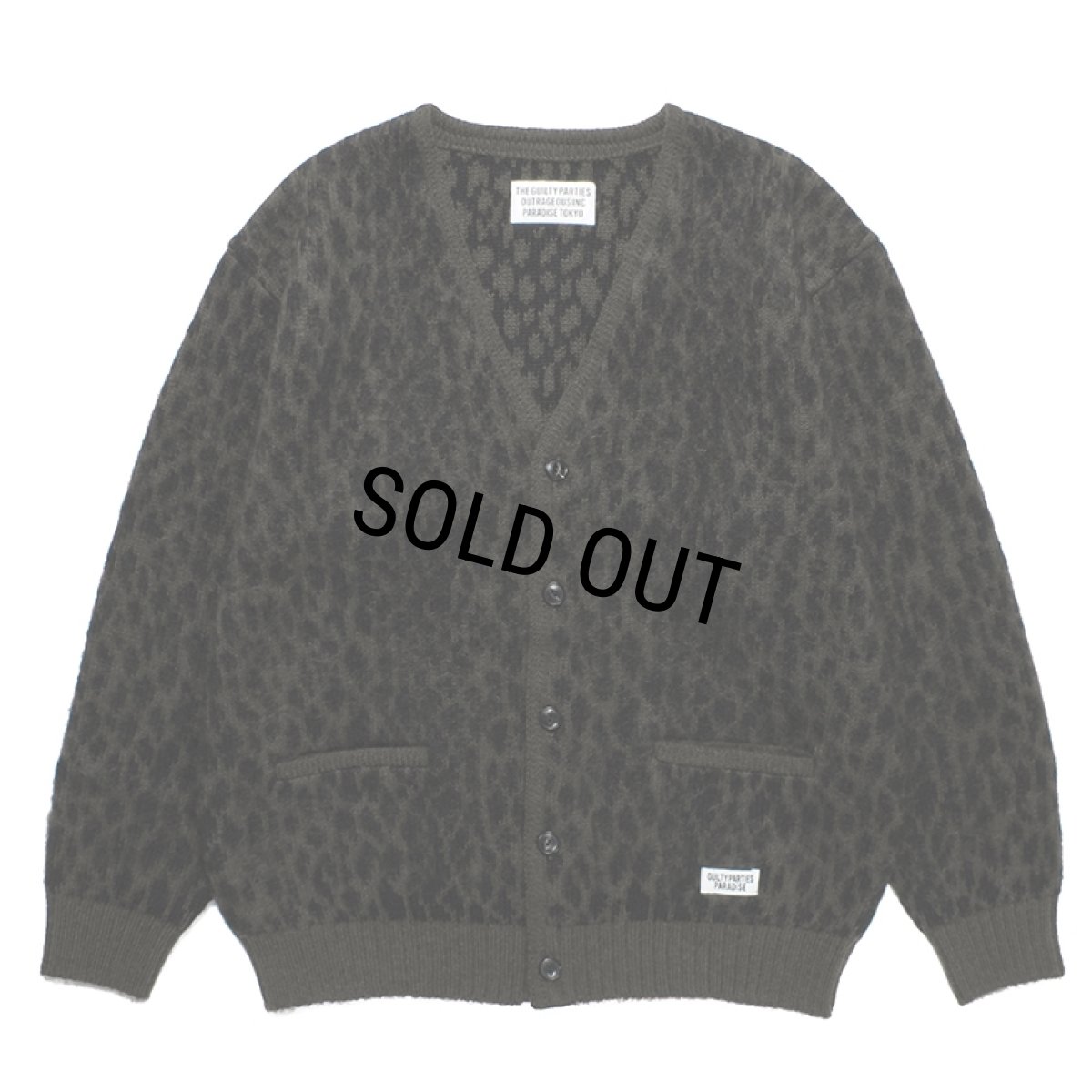 画像1: WACKO MARIA/LEOPARD HEAVY MOHAIR KNIT JACQUARD CARDIGAN（KHAKI）［レオパードヘビーモヘアカーディガン-23秋冬］ (1)