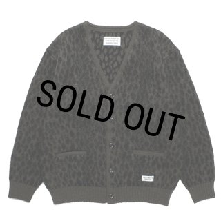 WACKO MARIA/LEOPARD HEAVY MOHAIR KNIT JACQUARD CARDIGAN（KHAKI