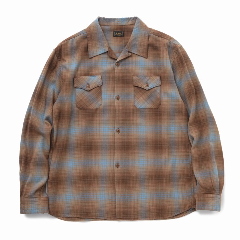 画像1: 【30%OFF】RATS/COTTON RAYON CHECK SHIRT（BROWN CHECK）［コットンレーヨンチェックシャツ-23秋冬］