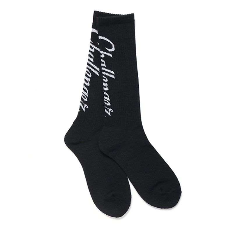 画像1: CHALLENGER/VERTICAL LOGO SOCKS（BLACK）［ヴァーティカルロゴソックス-24春夏］