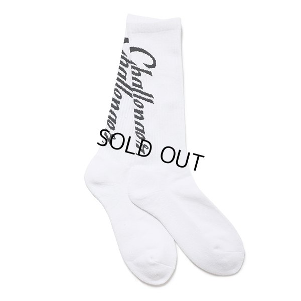 画像1: CHALLENGER/VERTICAL LOGO SOCKS（WHITE）［ヴァーティカルロゴソックス-24春夏］