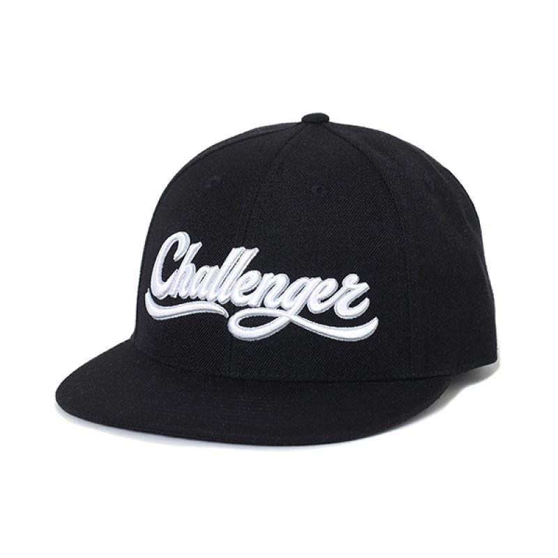 画像1: CHALLENGER/SCRIPT BASEBALL CAP（BLACK）［スクリプトB.Bキャップ-24春夏］