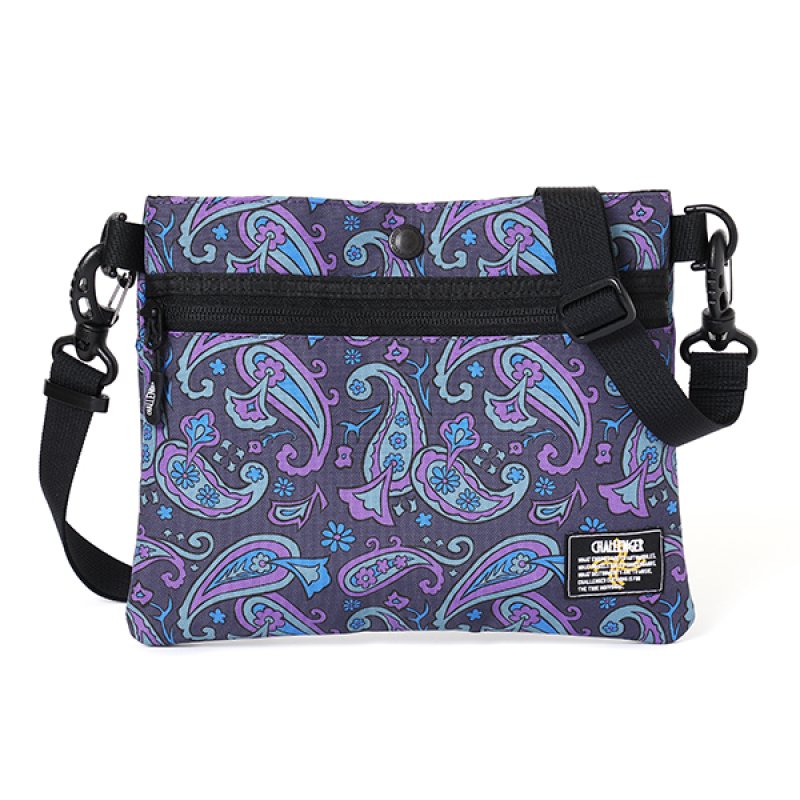 画像1: CHALLENGER/PAISLEY SACOCHE（CHARCOAL/PURPLE）［ペイズリーサコッシュ-24春夏］