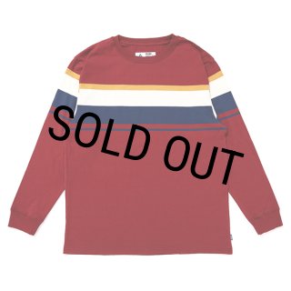 CHALLENGER/L/S MULTI BORDER TEE（BURGUNDY）［マルチボーダー長袖T