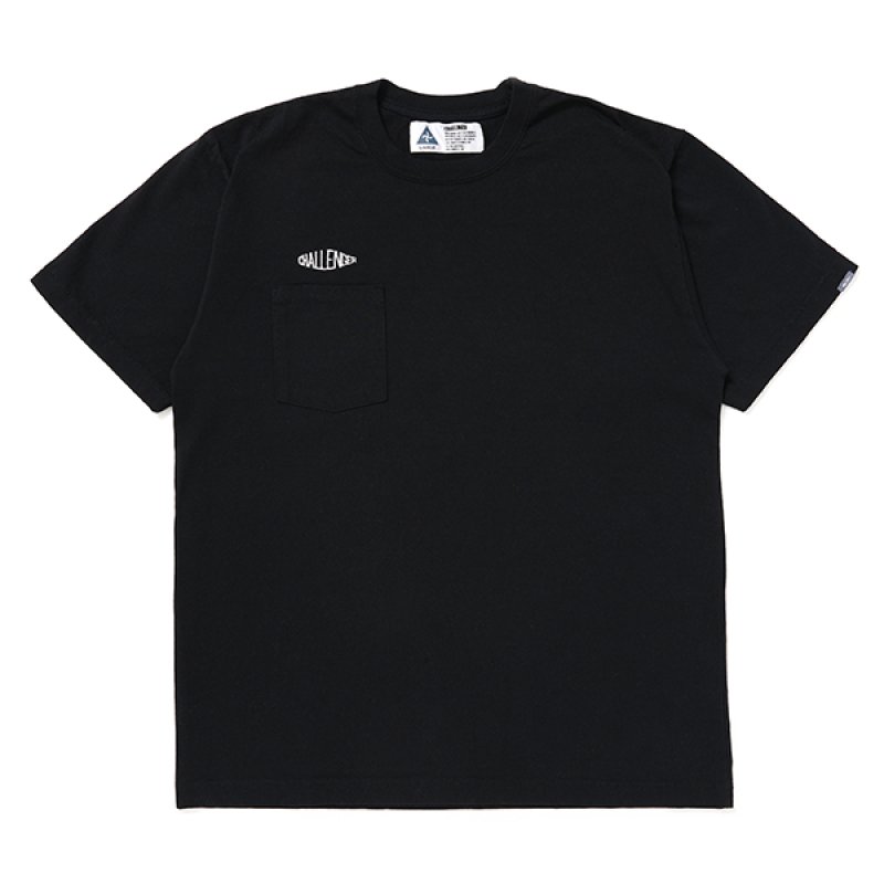 画像1: CHALLENGER/LOGO PKT TEE（BLACK）［刺繍ポケT-24春夏］