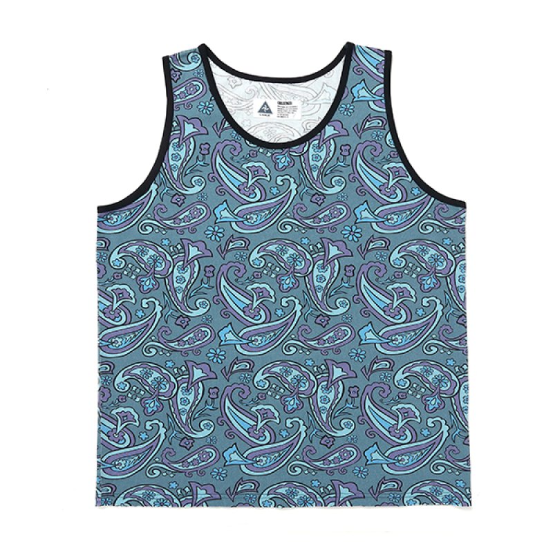 画像1: CHALLENGER/PAISLEY TANKTOP（BLUE GRAY/PURPLE）［ペイズリータンクトップ-24春夏］