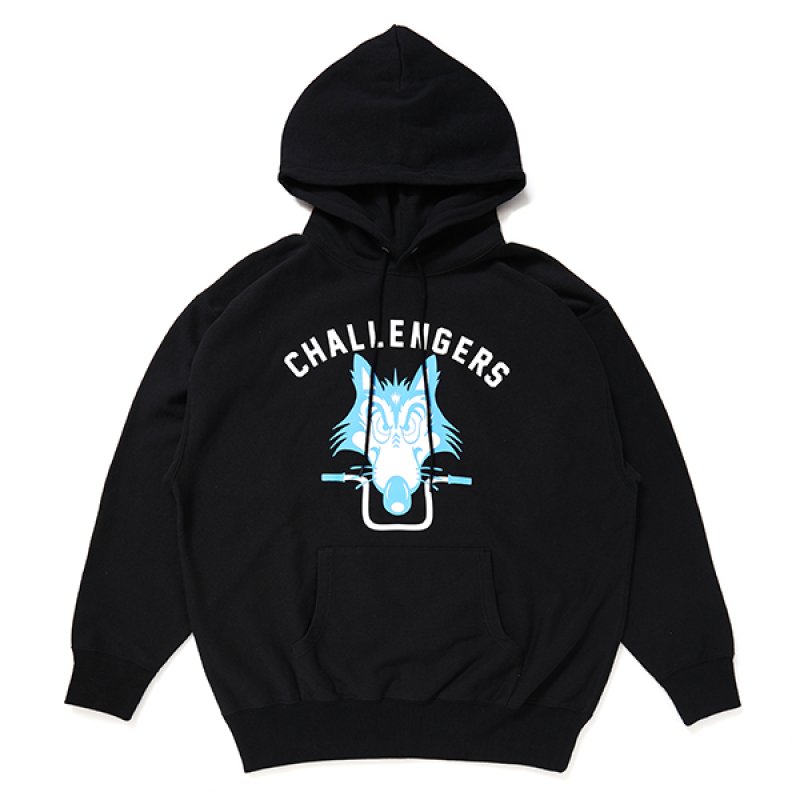 画像1: CHALLENGER/WOLF MC HOODIE（BLACK）［プルオーバーパーカー-24春夏］