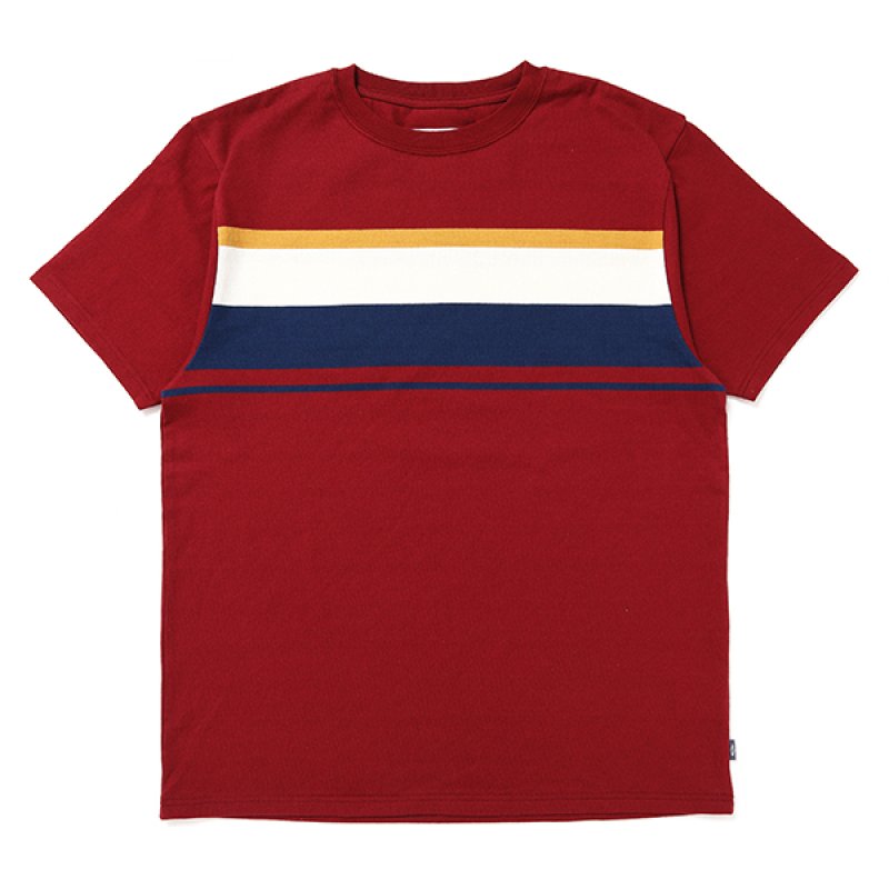 画像1: CHALLENGER/S/S MULTI BORDER TEE（BURGUNDY）［マルチボーダーT-24春夏］