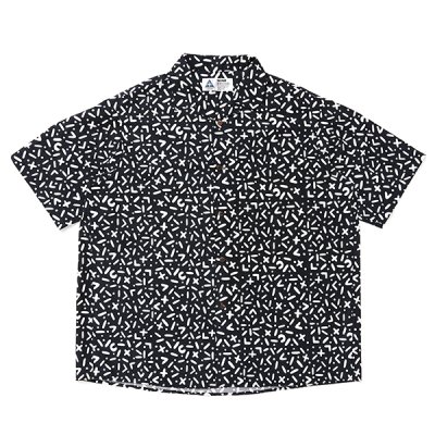 画像1: CHALLENGER/S/S CHIP PRINTED SHIRT（BLACK）［チッププリントシャツ-24春夏］