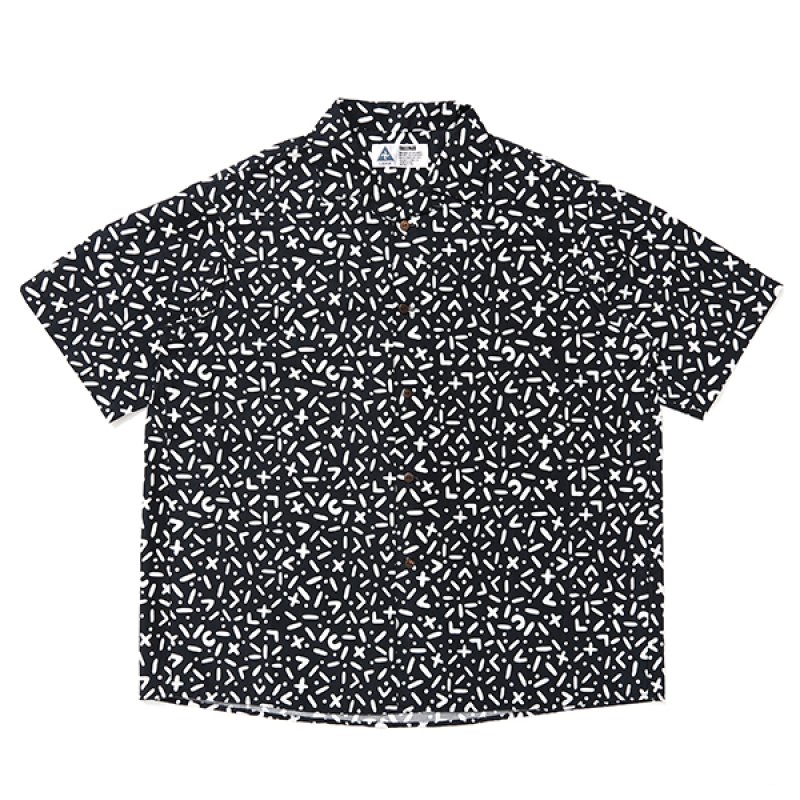 画像1: CHALLENGER/S/S CHIP PRINTED SHIRT（BLACK）［チッププリントシャツ-24春夏］