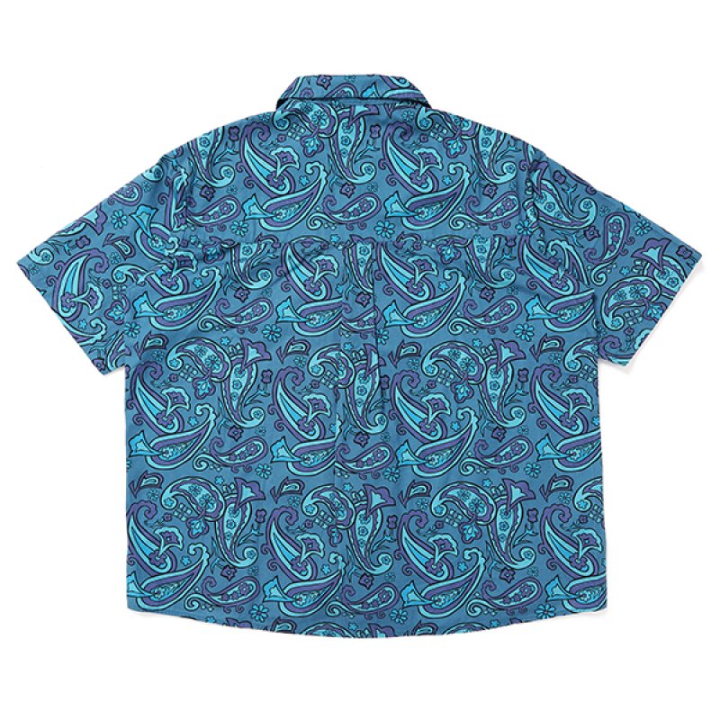 CHALLENGER ペイズリー柄 長袖シャツ S CHALLENGER/S/S PAISLEY SHIRT（BLUE GRAY/PURPLE）［ペイズリー