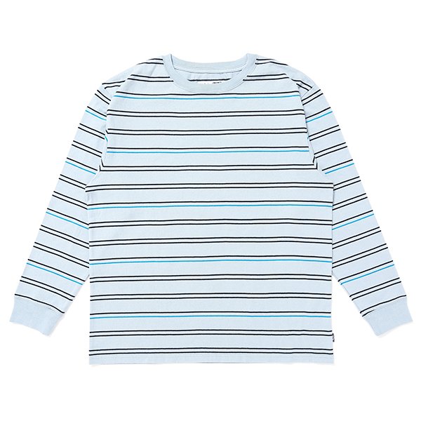 画像1: CHALLENGER/L/S STRIPE BORDER TEE（LT BLUE）［ストライプボーダー長袖T-24春夏］