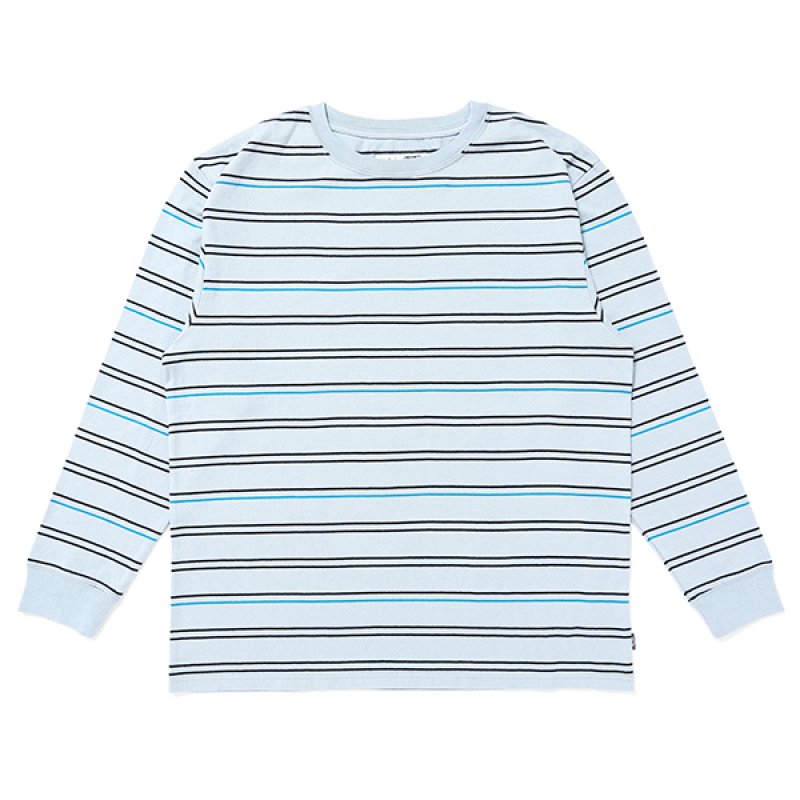 画像1: CHALLENGER/L/S STRIPE BORDER TEE（LT BLUE）［ストライプボーダー長袖T-24春夏］
