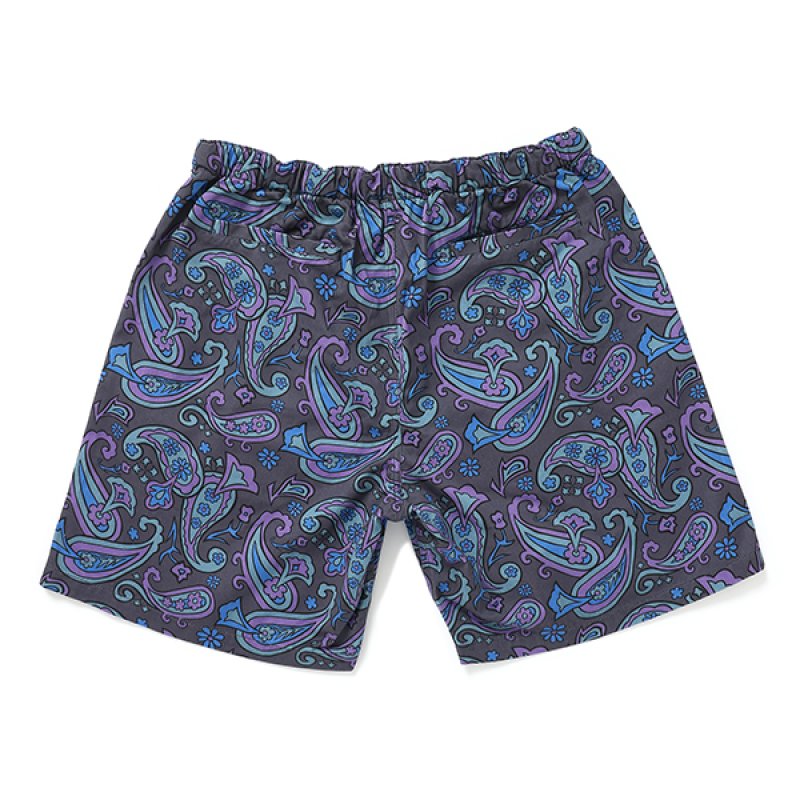 画像2: CHALLENGER/PAISLEY COTTON TWILL SHORTS（CHARCOAL/PURPLE）［ペイズリーコットンツイルショーツ-24春夏］