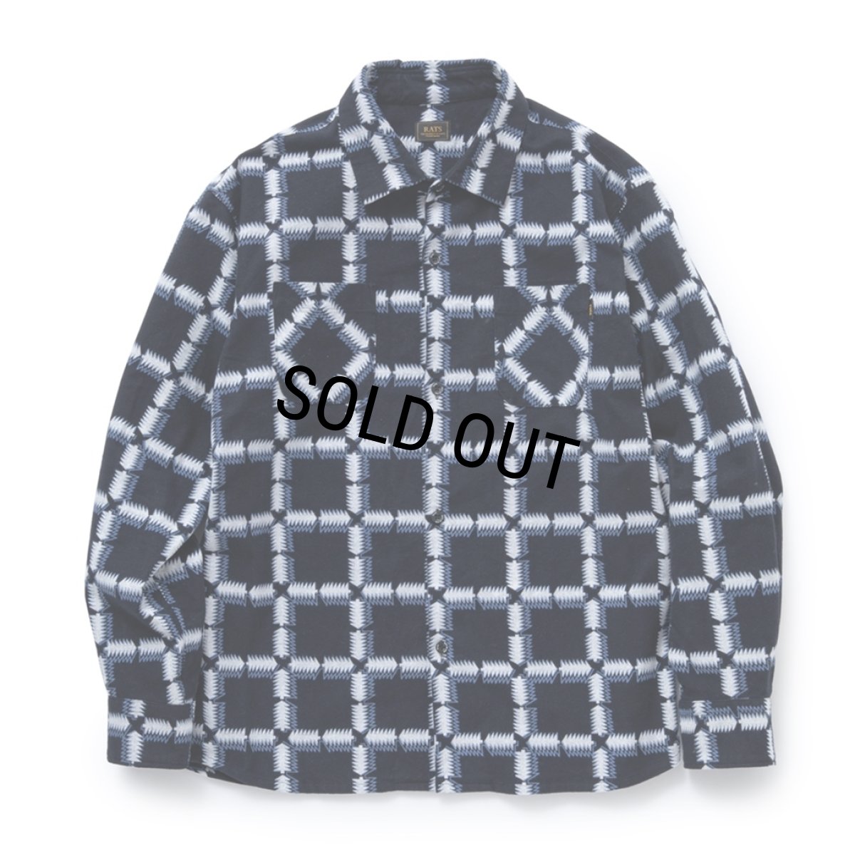 画像1: 【30%OFF】RATS/NATIVE PRINT FLANNEL SHIRT（BLUE）［ネイティブプリントフランネルシャツ-23秋冬］ (1)