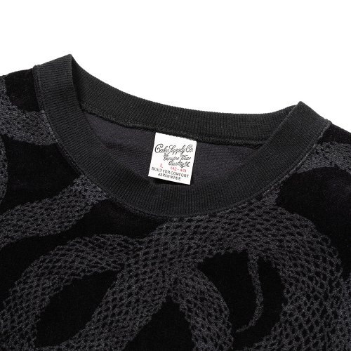 他の写真2: CALEE/ALLOVER SNAKE PATTERN VELOUR CREW NECK SW（BLACK）［ベロアクルーネックスウェット-23秋冬］