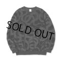 CALEE/ALLOVER SNAKE PATTERN VELOUR CREW NECK SW（BLACK）［ベロアクルーネックスウェット-23秋冬］
