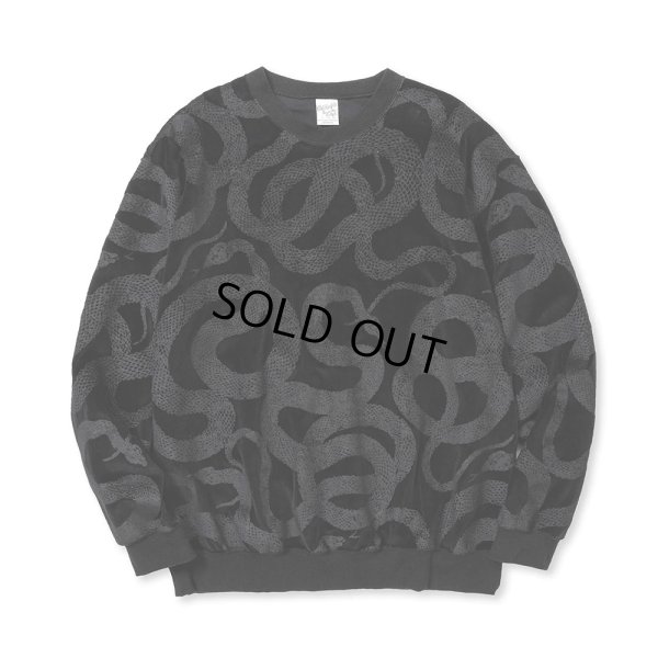 画像1: CALEE/ALLOVER SNAKE PATTERN VELOUR CREW NECK SW（BLACK）［ベロアクルーネックスウェット-23秋冬］