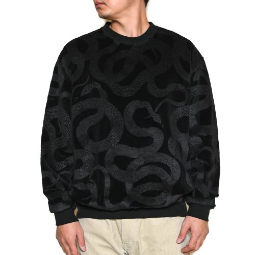 他の写真3: CALEE/ALLOVER SNAKE PATTERN VELOUR CREW NECK SW（BLACK）［ベロアクルーネックスウェット-23秋冬］