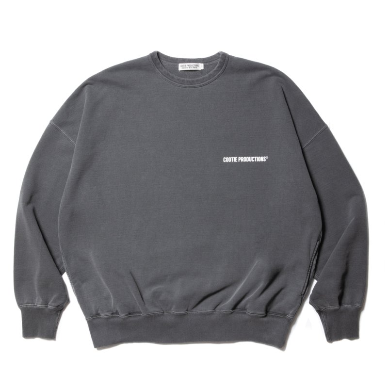 画像1: COOTIE PRODUCTIONS/Pigment Dyed Open End Yarn Sweat Crew（Black）［ピグメントダイスウェットクルー-23秋冬］