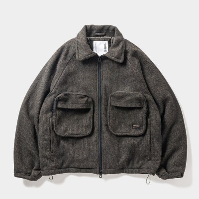 画像1: TIGHTBOOTH/TWEED PUFFY JKT（Olive）［ツイードパフィーJKT-23秋冬］