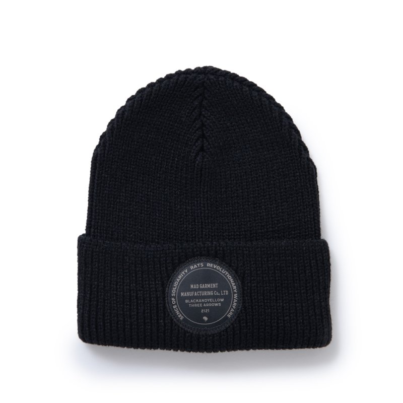 画像1: RATS/KNIT CAP CIRCLE PATCH（BLACK）［ニットキャップ-23秋冬］