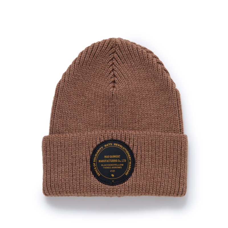 画像1: RATS/KNIT CAP CIRCLE PATCH（BROWN） 【30%OFF】［ニットキャップ-23秋冬］