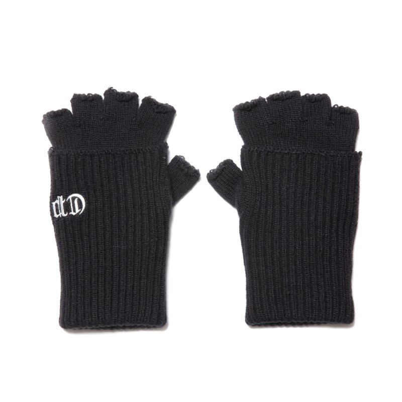 画像1: COOTIE PRODUCTIONS/Lowgauge Fingerless Knit Glove（Black）［フィンガーレスニットグローブ-23秋冬］