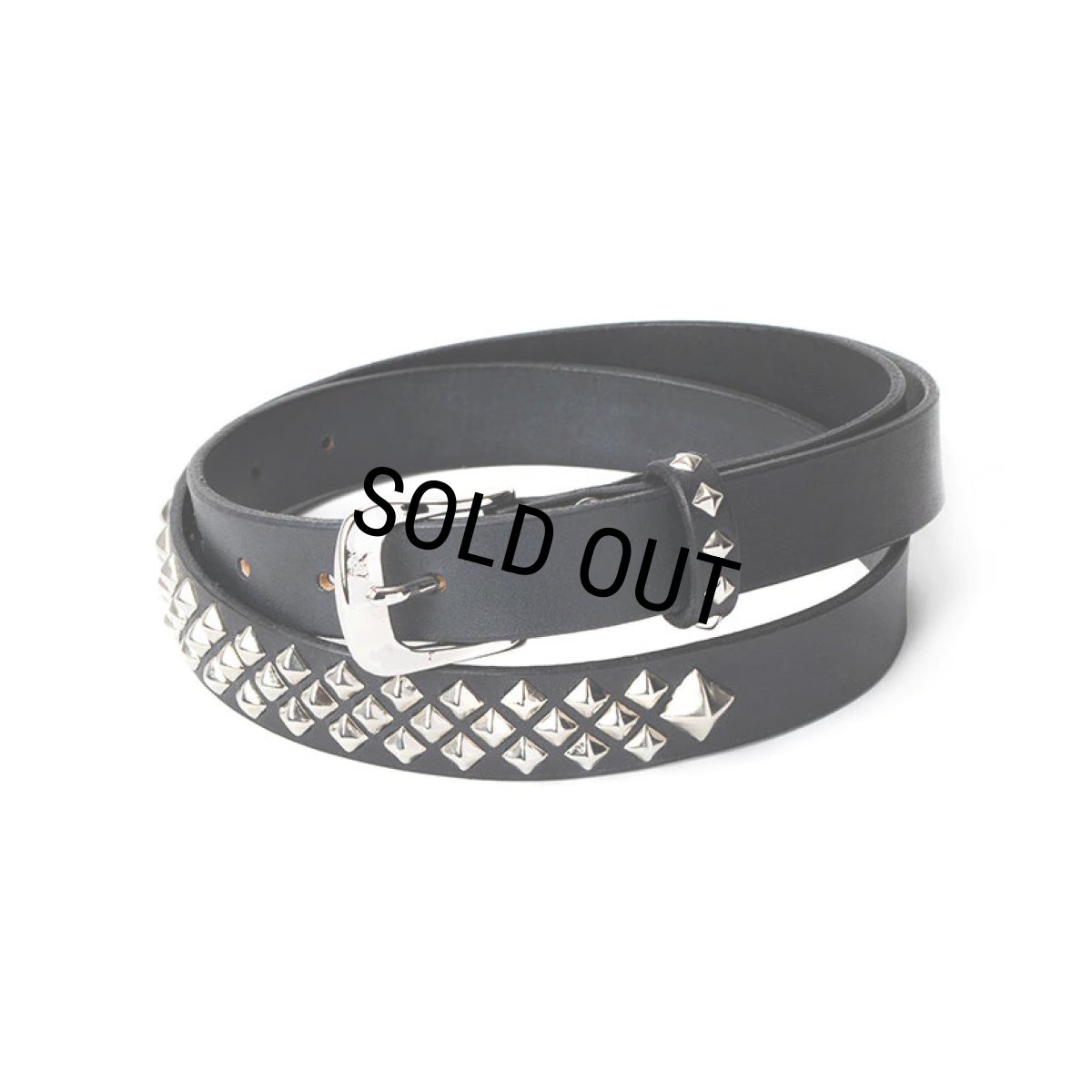 画像1: CALEE/STUDS LEATHER NARROW BELT（BLACK）［スタッズレザーナローベルト-23秋冬］ (1)