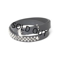 CALEE/STUDS LEATHER NARROW BELT（BLACK）［スタッズレザーナローベルト-23秋冬］