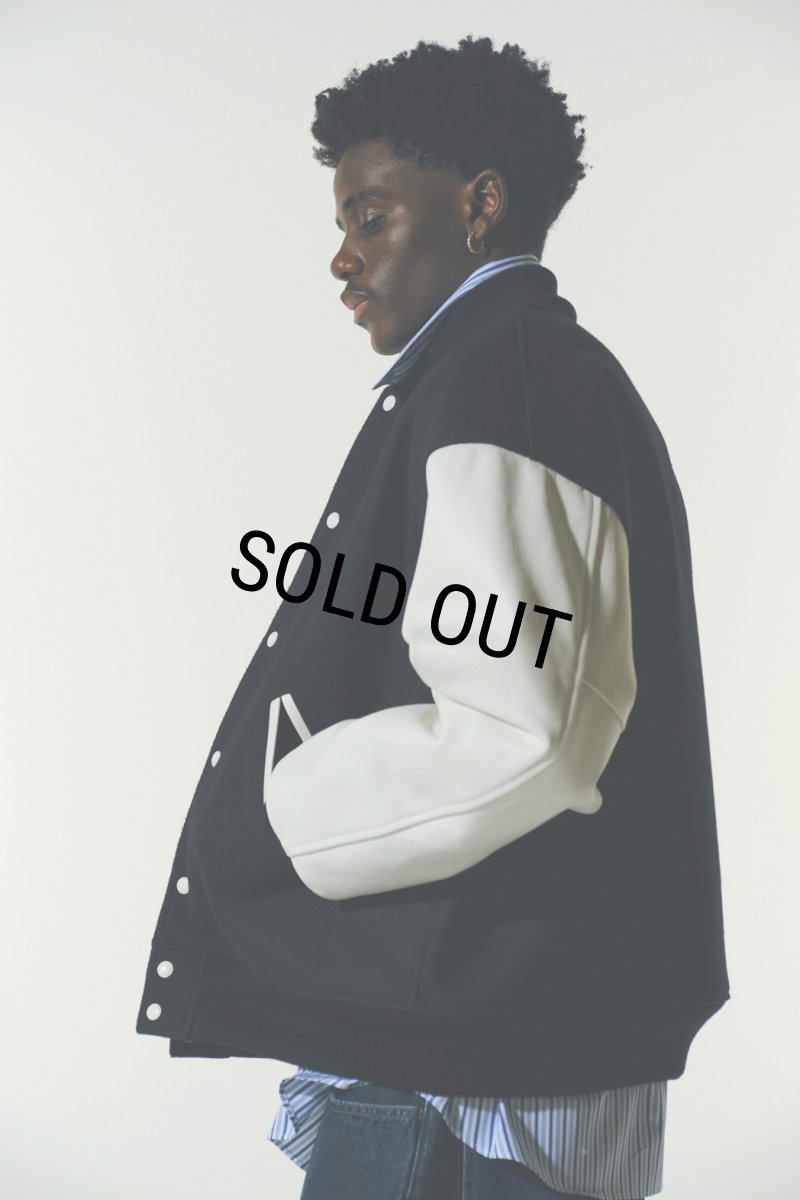 画像9: COOTIE PRODUCTIONS/Wool Melton Error Fit Stadium Jacket（Black/Black）［ウールメルトンエラーフィットスタジアムJKT-23秋冬］ (9)
