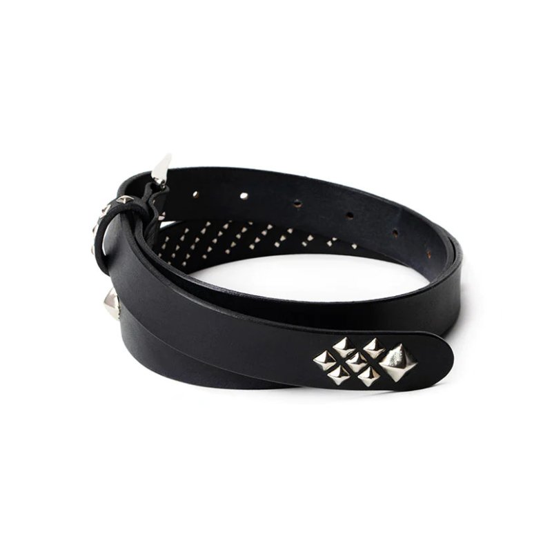 画像2: CALEE/STUDS LEATHER NARROW BELT（BLACK）［スタッズレザーナローベルト-23秋冬］