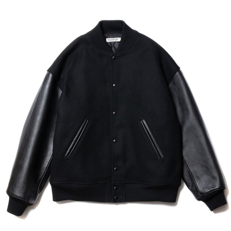 画像1: COOTIE PRODUCTIONS/Wool Melton Error Fit Stadium Jacket（Black/Black）［ウールメルトンエラーフィットスタジアムJKT-23秋冬］