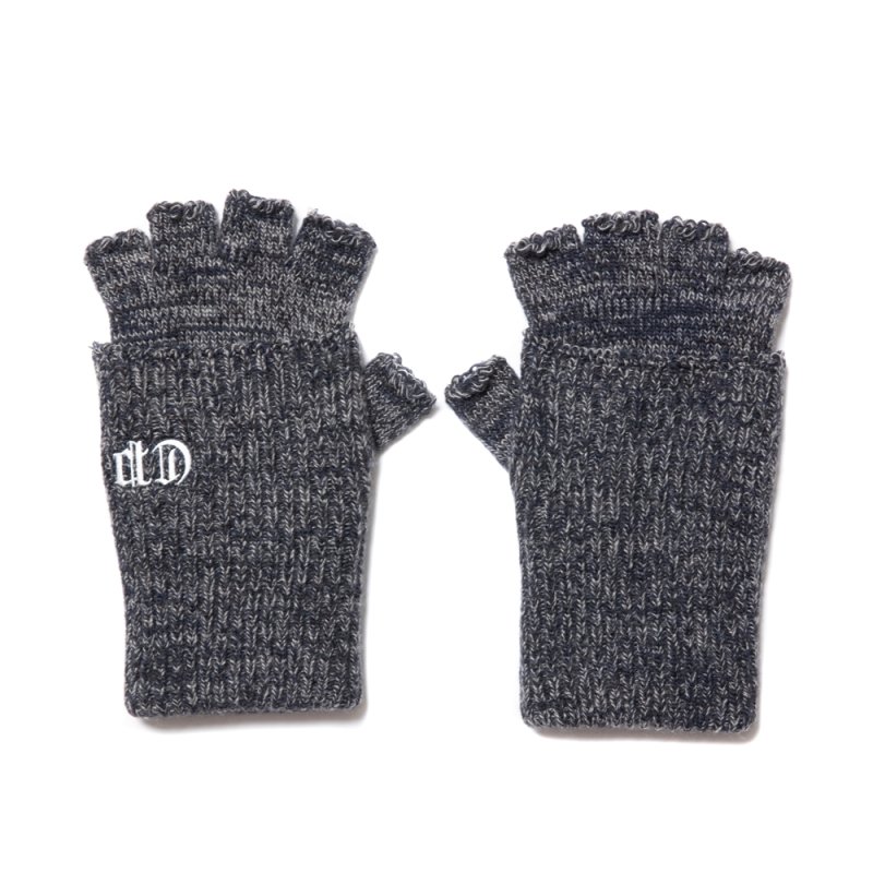 画像1: COOTIE PRODUCTIONS/Lowgauge Fingerless Knit Glove（Black Mix）［フィンガーレスニットグローブ-23秋冬］