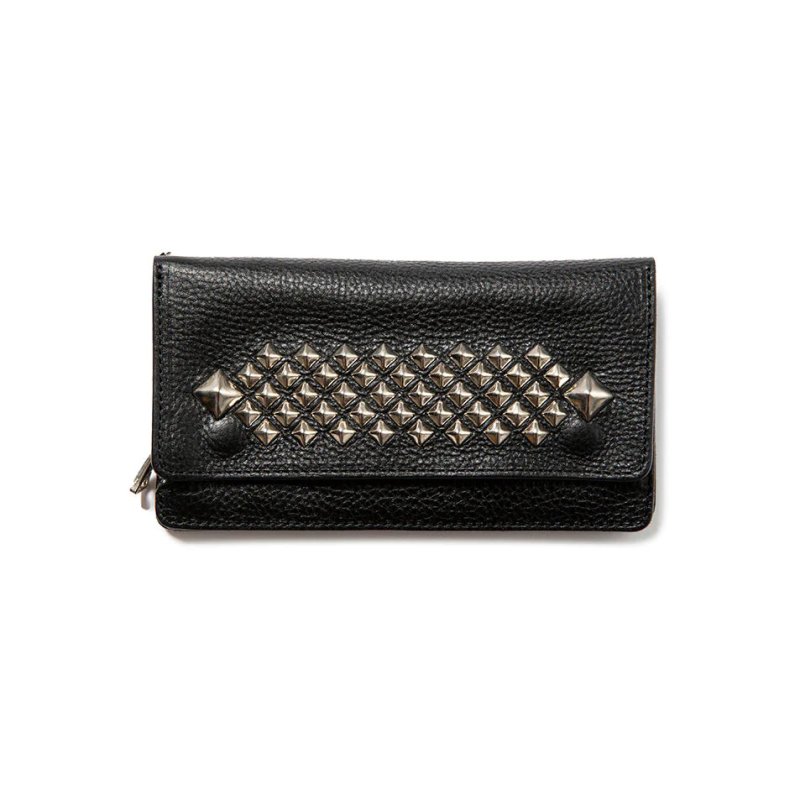 画像1: CALEE/STUDS LEATHER LONG WALLET（BLACK）［スタッズレザーロングウォレット-23秋冬］